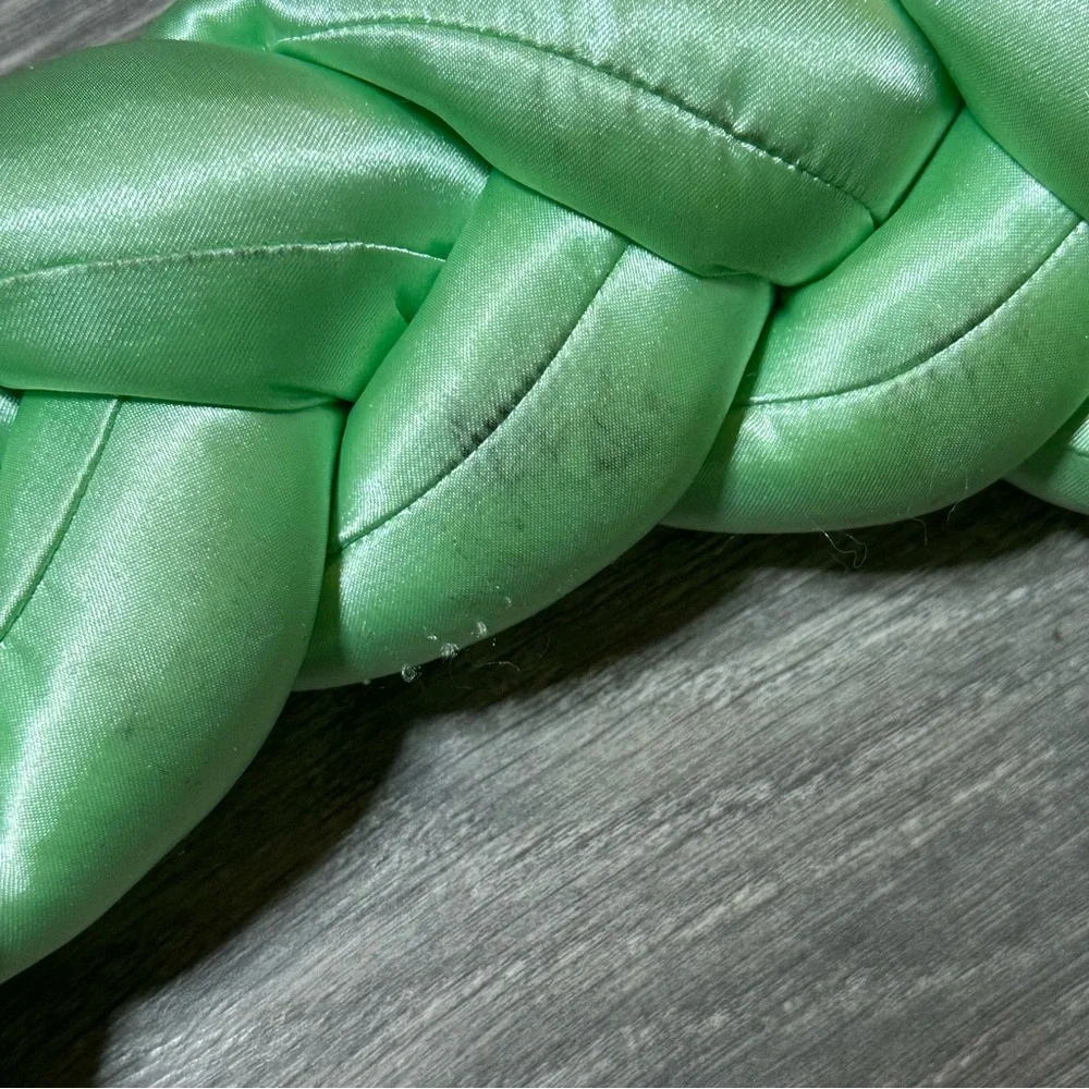 Green Satin Braid Headband With Rhinestones - One Size
